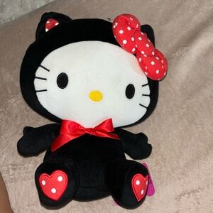Sanrio Hello Kitty Dressed In A Black Cat Heart Outfit Plush 9 inch